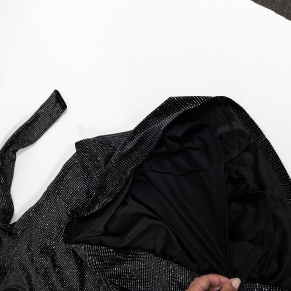 NWT Lulus Black Glitter Open-Back Long-Sleeve Mini Dress SZ L - Picture 11 of 12
